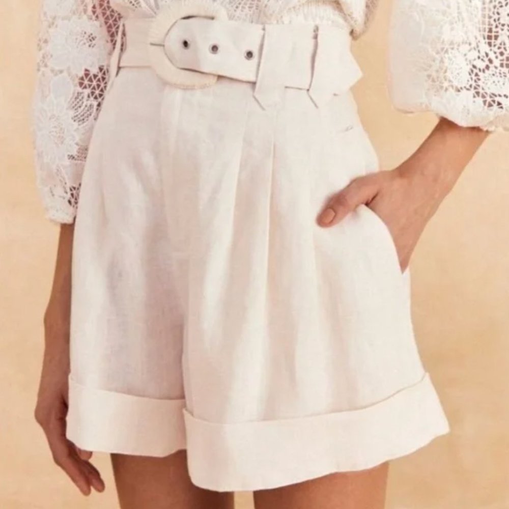 FARM Rio White High Waist Tailored Shorts